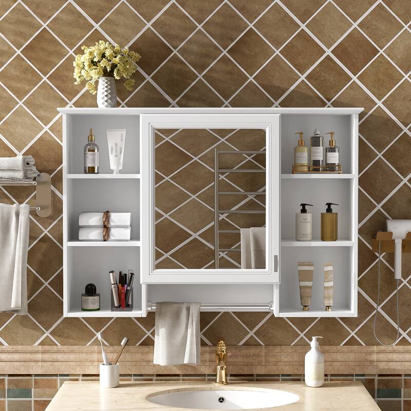3-in-1 Bathroom Mirror Cabinet - White