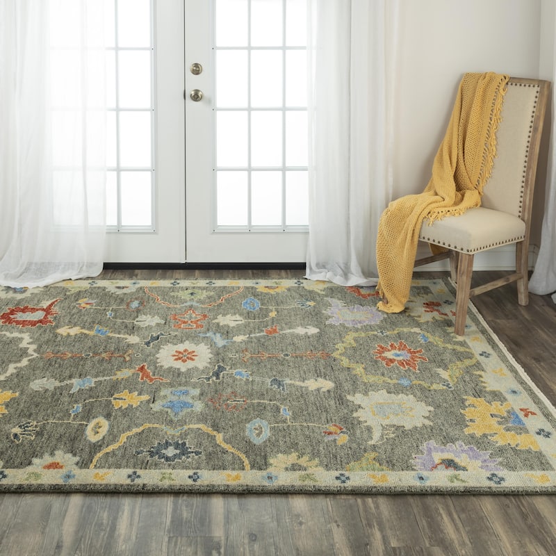 Alora Decor Muse Floral Persian-style Wool Hand-knotted Rug - 9' x 12' - Gray