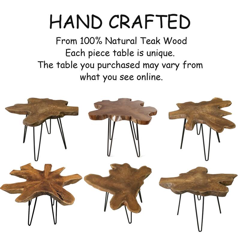 Greenage Solid Wood Teak Live Edge Natural Cut Coffee Table