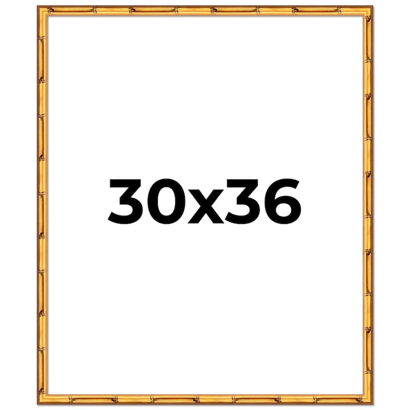 30x36 Frame Gold Bamboo Picture Frame Modern Photo Frame Includes UV Acrylic Shatter Guard Front Acid Free Foam Backing Board