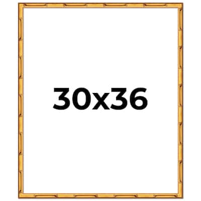 30x36 Frame Gold Bamboo Picture Frame Modern Photo Frame Includes UV Acrylic Shatter Guard Front Acid Free Foam Backing Board