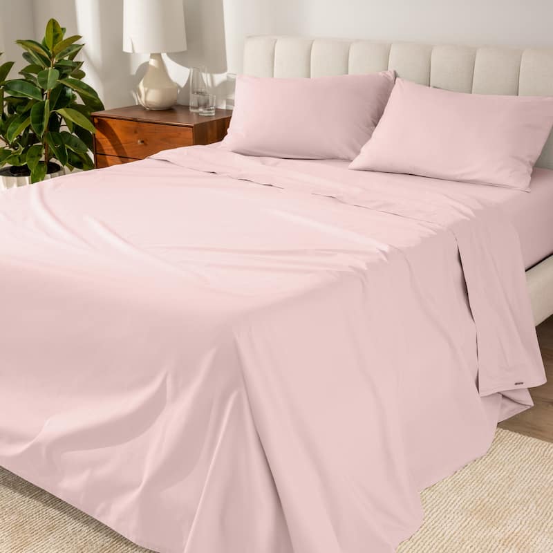 Bare Home Organic Cotton Sheet Set - Crisp Percale Weave - King - Dusty Pink