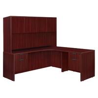 Lorell 69909 Right Corner Credenza Desk - 66" X 36", Cherry Laminate, For L-Shaped Office Setup