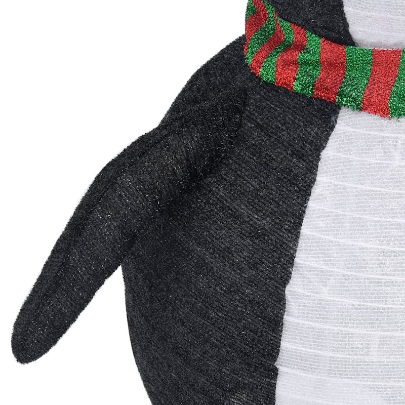 Mani Christmas Decor 4 ft Snow Penguin, 120 LED Light, White and Black - Black, White
