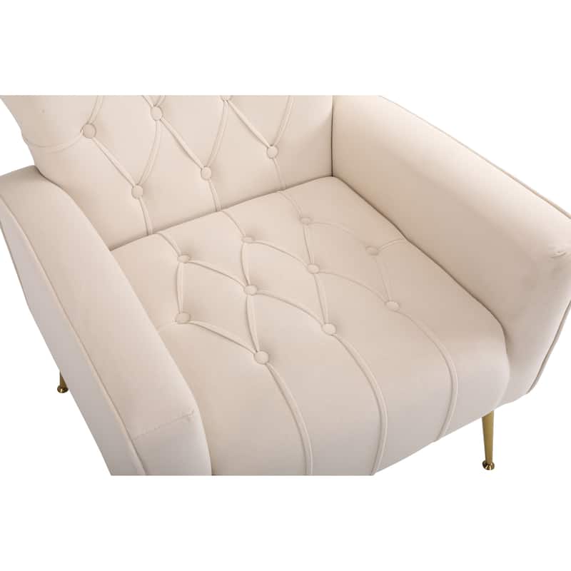 31.5" Velvet Button Tufted Arm Chair