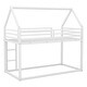 preview thumbnail 4 of 28, Metal Frame House Bed Twin Over Twin Bunk Beds with Roof and Built-in Ladder, No Box Spring Needed, Bunk Low Floor Bed