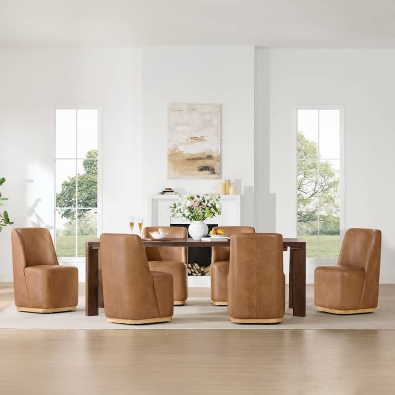 Brian Modern Dining Chairs with Casters&Wood Base Set of 2