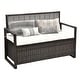 preview thumbnail 9 of 14, Moasis 70 Gallon Patio Storage Bench PE Rattan for Garden Tools Beige/Brown