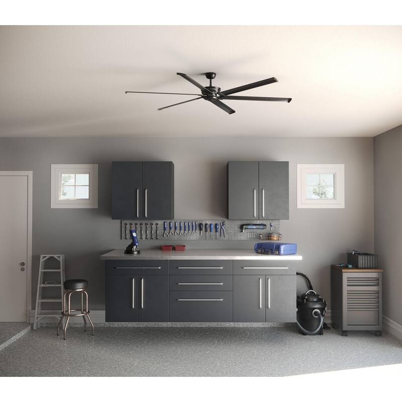 Huff Collection Indoor Outdoor 96" Six-Blade Black Ceiling Fan - 14.560" x 44.560" x 13.970"
