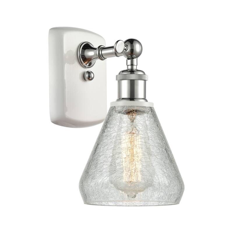 Innovations Lighting Conesus 12" Tall Bathroom Sconce - White and Polished Chrome / Clear Crackle