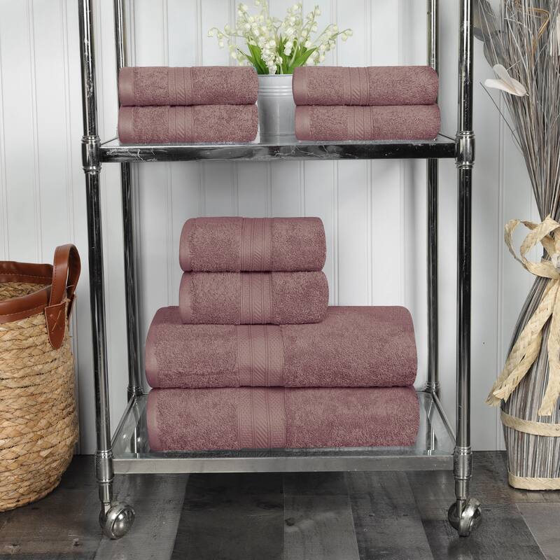 Superior Long Staple Cotton Ultra-Plush Solid 8-Piece Towel Set - Grape Shake