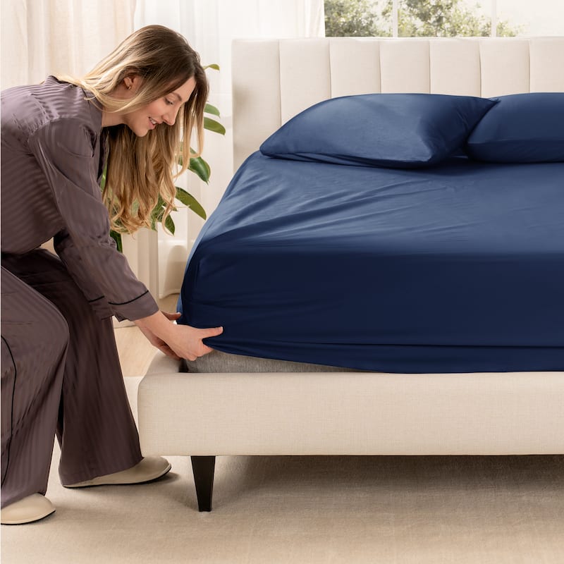 Bare Home Organic Cotton Fitted Sheet - Smoth Sateen Weave