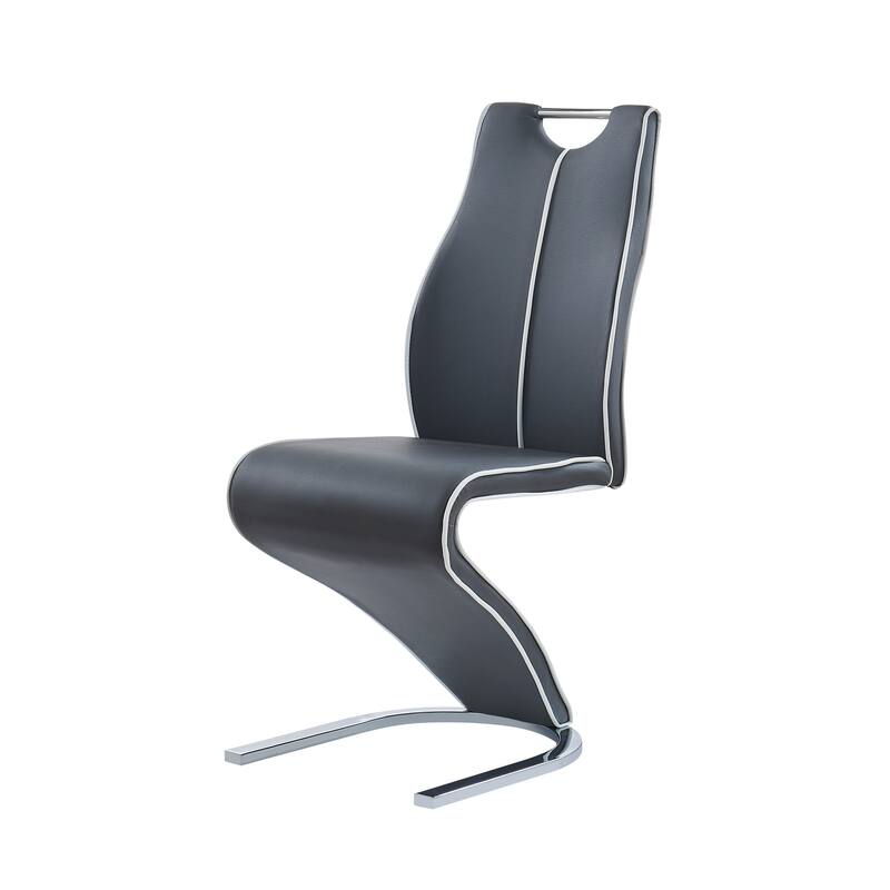 Gothic Dining Chair - Faux Leather Seat, Horseshoe Base, Dark Grey & White Finish - 40