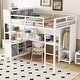 preview thumbnail 9 of 9, Metal Loft Bed with Wardrobe And L-Shaped Desk Off White