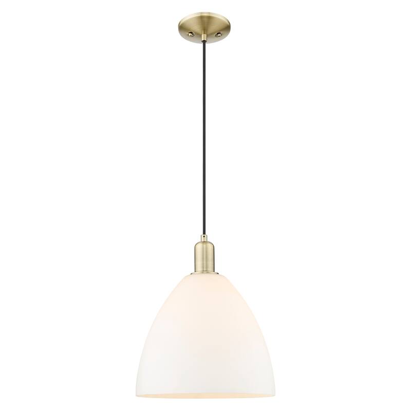 Innovations Lighting Endless Possibilities Arcadia - Bristol - 1 Light 12" Cord Hung Mini Pendant - Antique Brass/Matte White