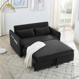 Velvet Loveseat Sofa Modern Convertible Sleeper Sofa, Pull out Bed ...