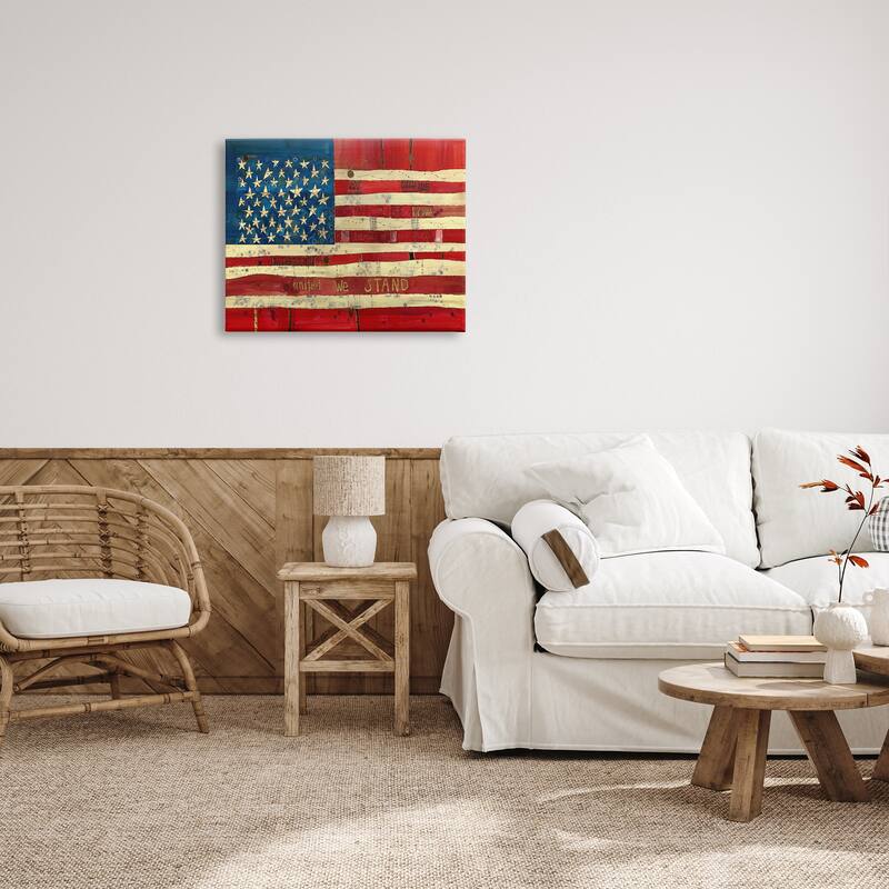Stupell United We Stand Independence Day Festive American Flag Canvas Wall Art, Design by Stephanie Burgess