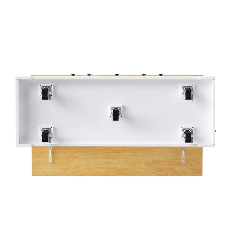 53'' x 30'' MDF Kitchen Cart with 2 Door Cabinet, Spice Rack, Drop Leaf and Towel Rack