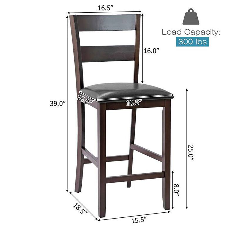 Costway 2-Pieces Bar Stools Counter Height Chairs w/ PU Leather Seat - See Details