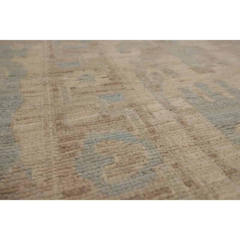 Vegetable Dye Oushak Turkish Large Area Rug Handmade Blue Wool Carpet - 12'3"x 14'6"