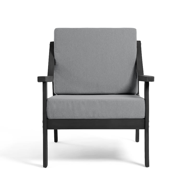 Set of 2 Outdoor Teak Wood Patio Chair with Cushion