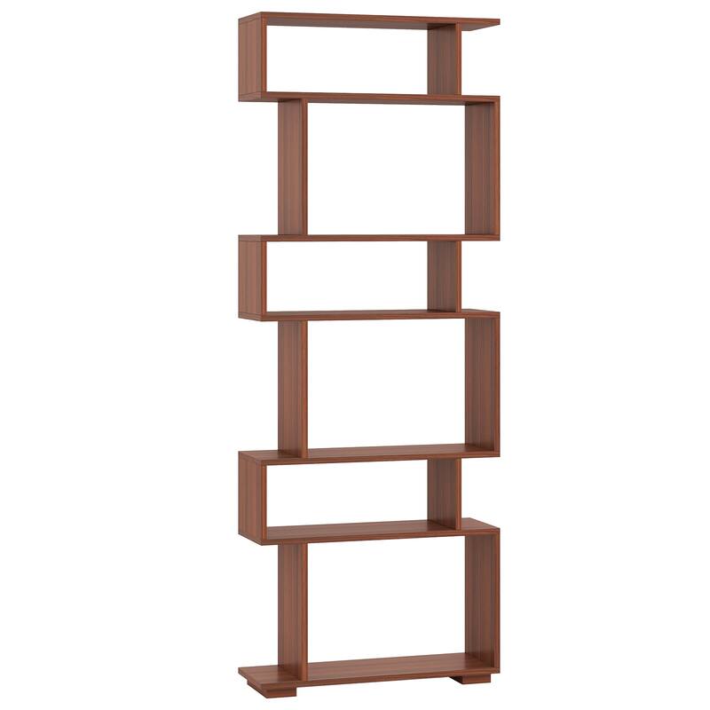 Costway 6-tier Storage Bookshelf S-shaped Geometric Bookcase with - See Details