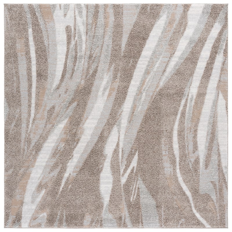 SAFAVIEH Wave Ilionora Modern Rug - 6'7" Square - Beige/Ivory