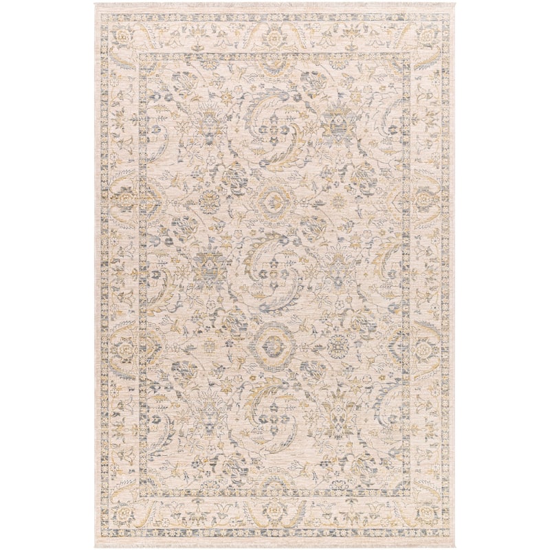 Kerta Traditional Persian Area Rug - 7'10" Round - Tan/Slate