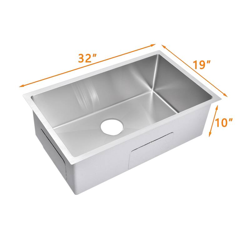 Topcraft Undermount Stainless Steel Single Bowl Kitchen Sink - 32*19