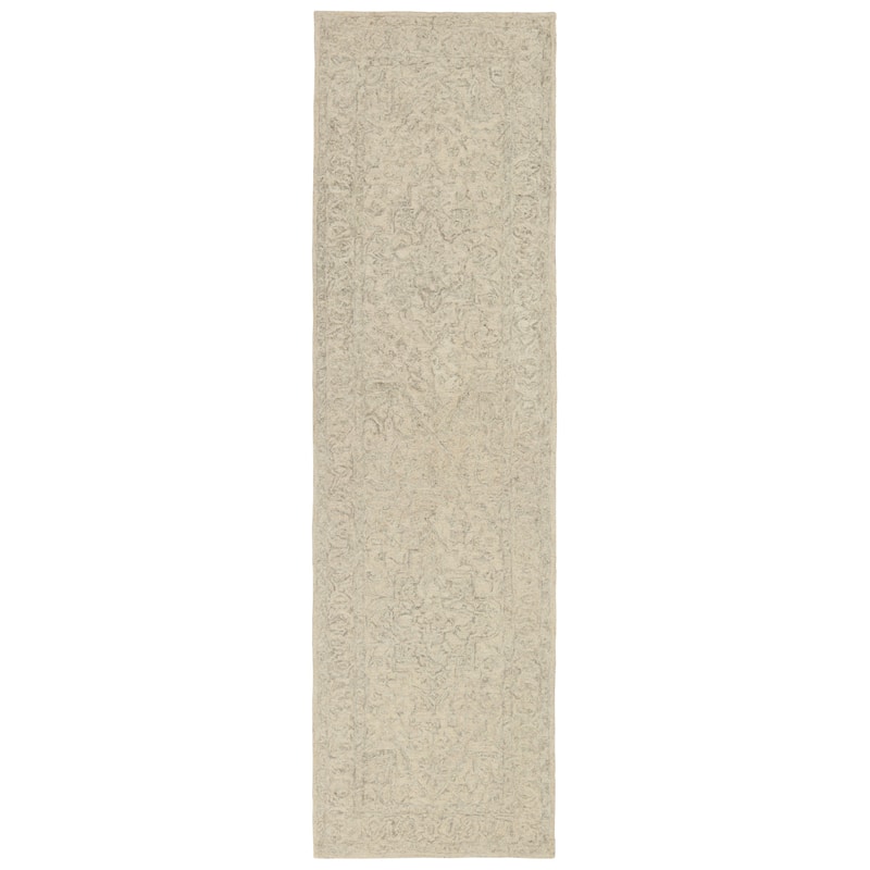 The Gray Barn Oigh Valley Handmade Medallion Light Grey and Cream Area Rug - 3'X10' - Rectangle