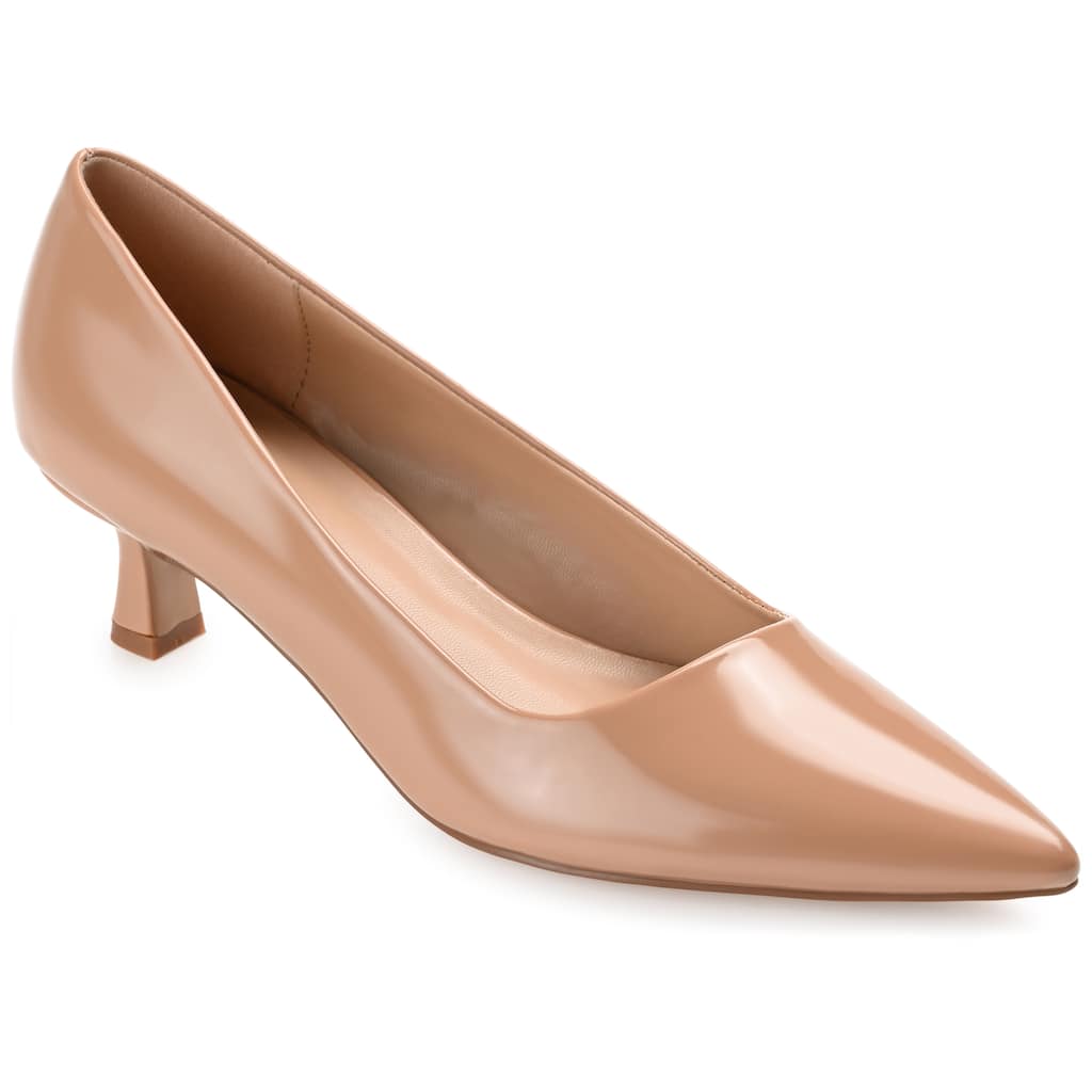 Journee Collection Women's Celica Slip On Kitten Heel Pointed Toe Pumps