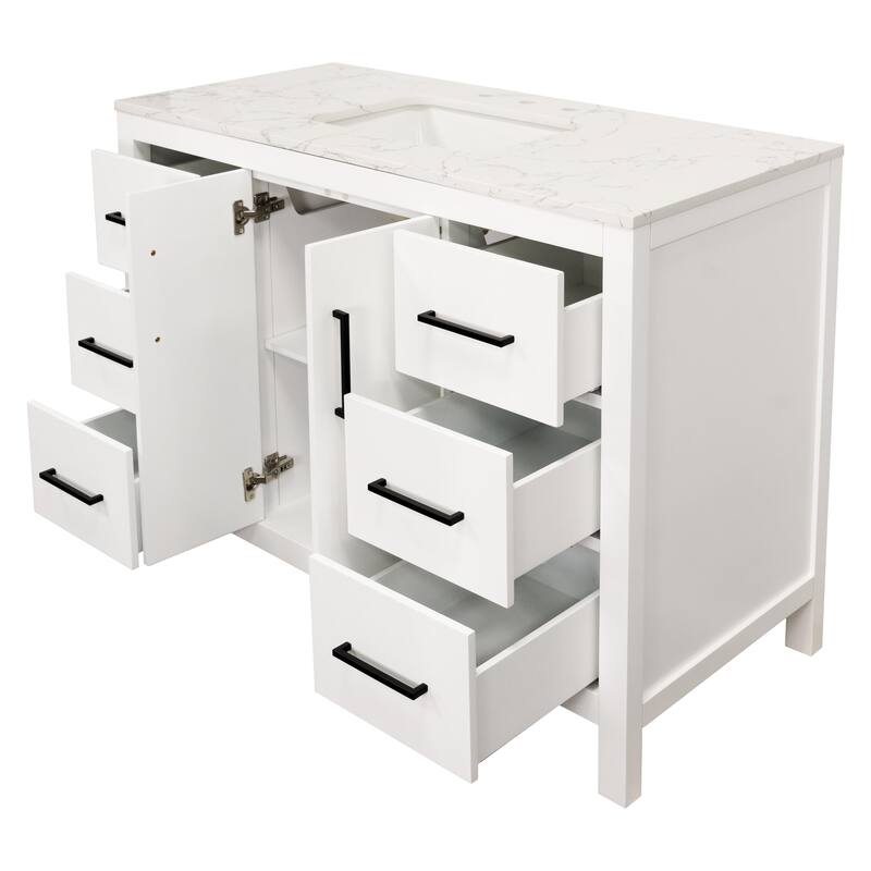 KitchenBathCollection Copenhagen 48" Bathroom Vanity with Engineered Marble Top
