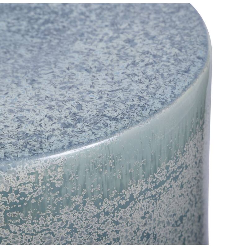 Elk Home Derry Blue Glazed Earthenware 13 Inch Wide Stool