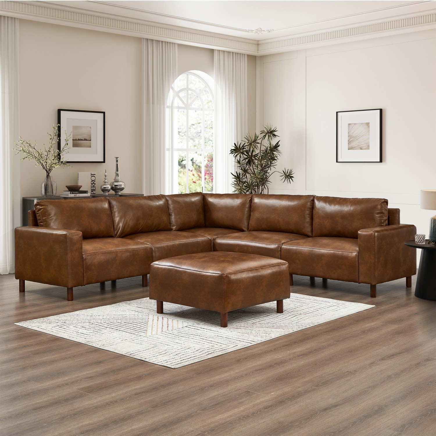 Modern Luxury Upholstery Breathable PU Leather Sectional Sofa Couch Corner Sofa