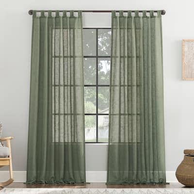 Archaeo Burlap Weave Linen Blend Tab Top Curtain, Single Panel