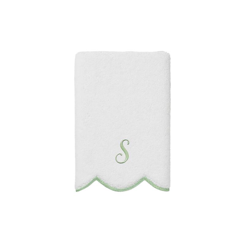 Authentic Hotel and Spa 100% Turkish Cotton Green ADORNIA Scallop Personalized 3 Piece Towel Set - 3 Piece Set