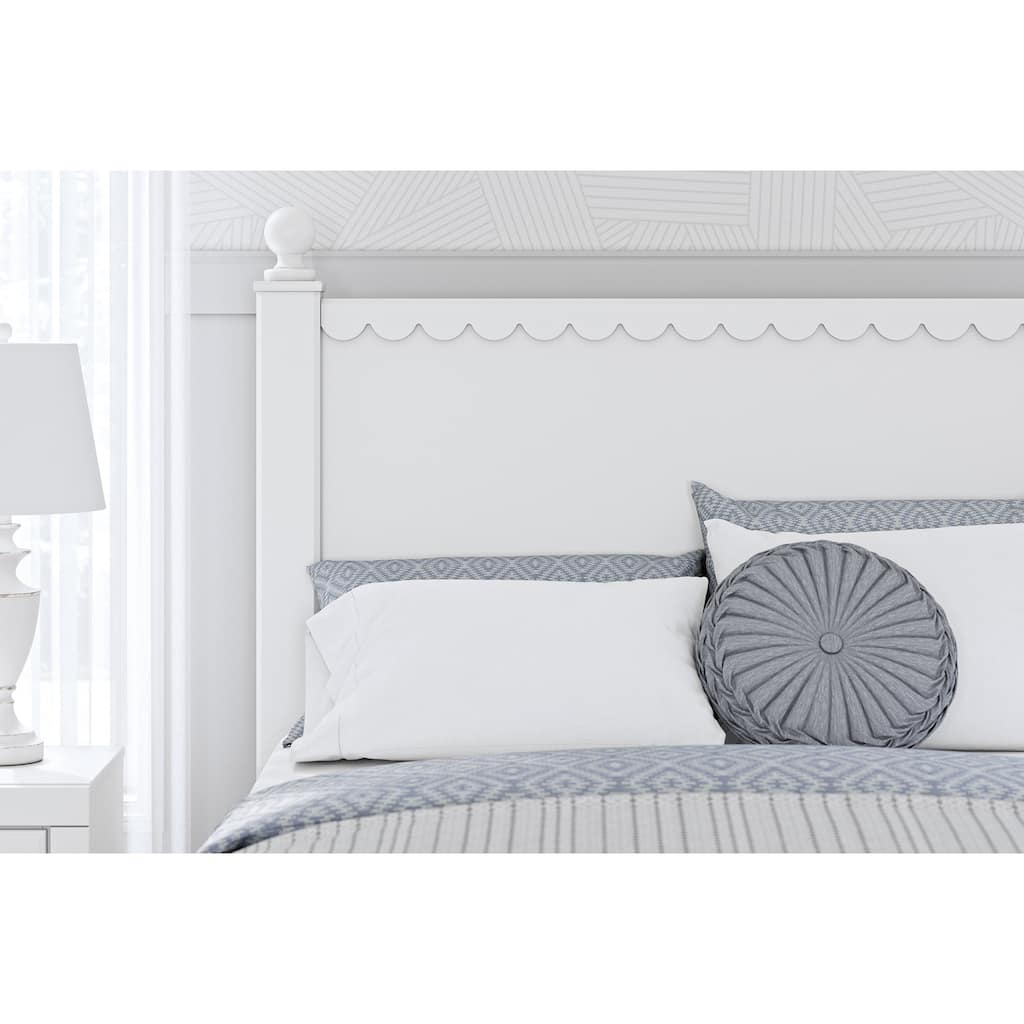 Signature Design by Ashley Mollviney White Panel Headboard with 2 Nightstands