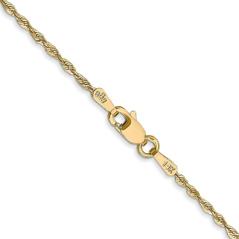Curata 14k Yellow Gold 10" Extra Lightweight 1.5mm Diamond-cut Rope Chain Anklet (Lobster-claw)