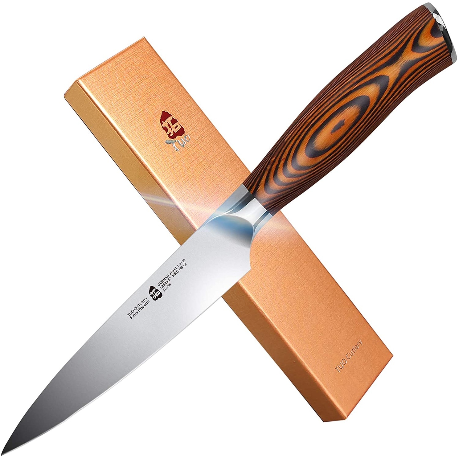 Tuo 5 GermanSteel Utility Knife w/Pakkawood Handle w/Case,FierySeries - On  Sale - Bed Bath & Beyond - 31819500
