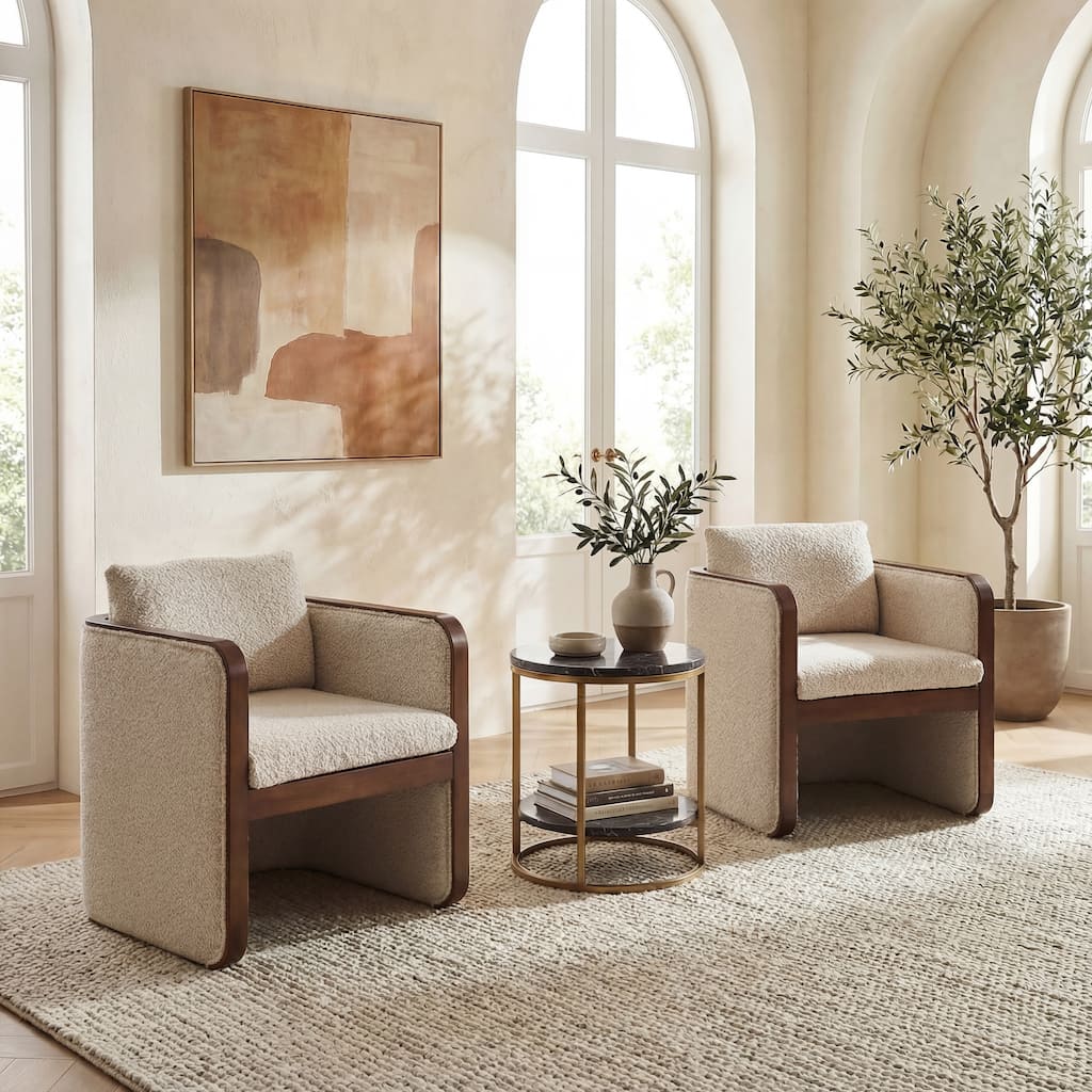 Christopher Knight Home Thaloren Upholstered Rubberwood Accent Arm Chairs