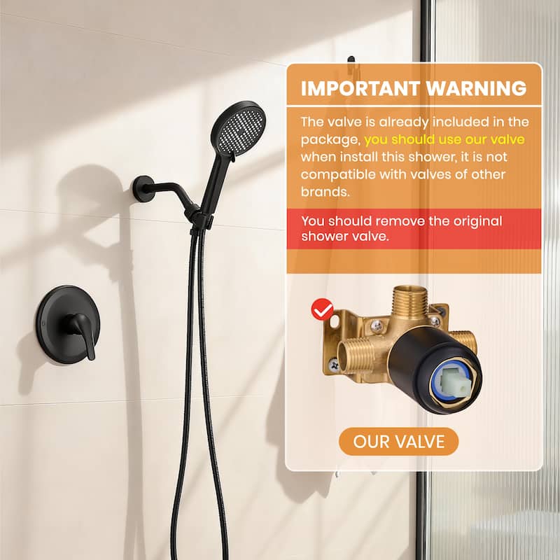 Modern Black Concealed Shower System with Three-Function Handheld Shower