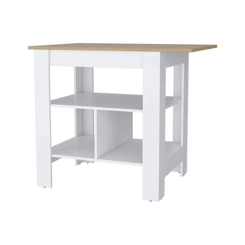 3-Shelf Kitchen Island,Storage Island with Open Shelf