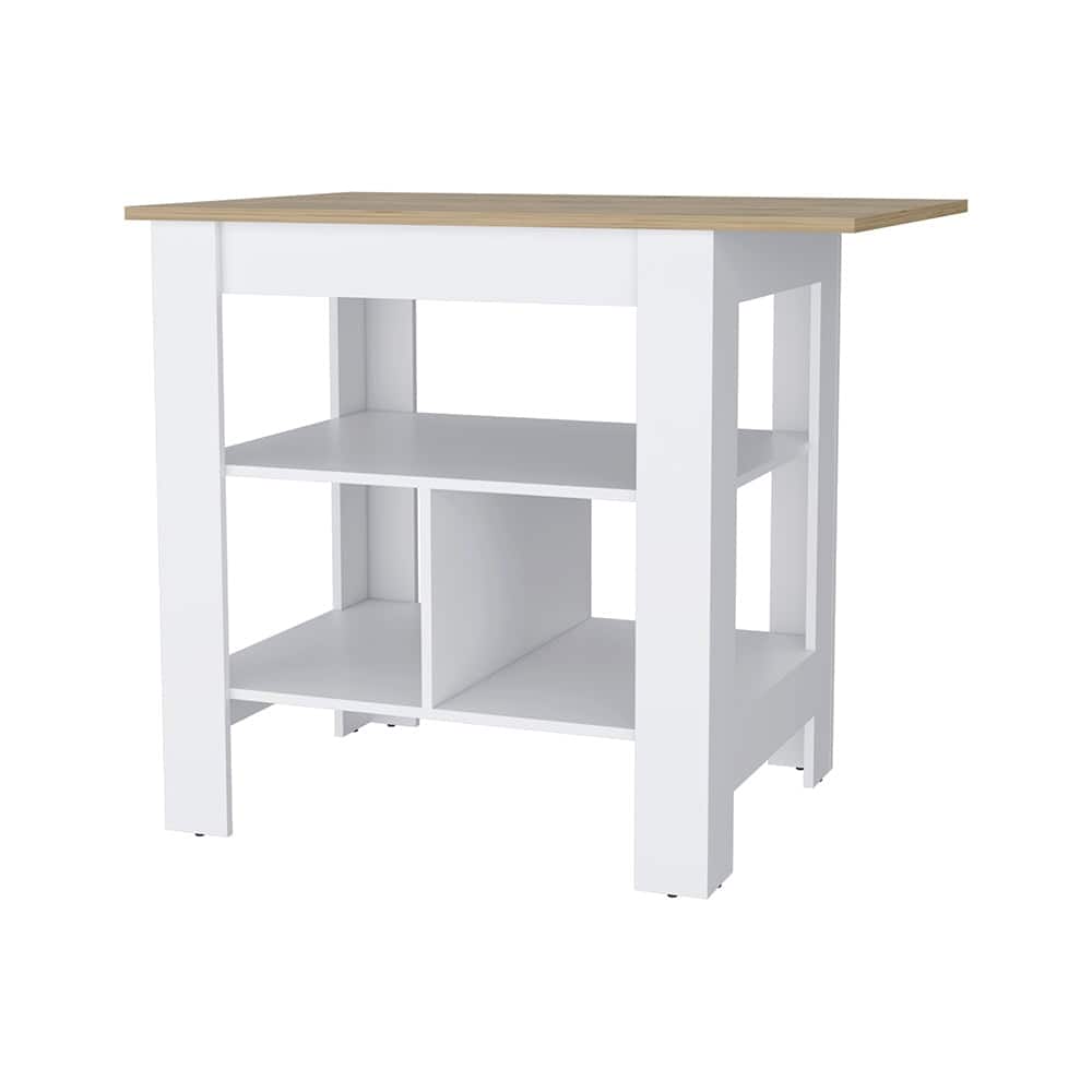 3-Shelf Kitchen Island,Storage Island with Open Shelf