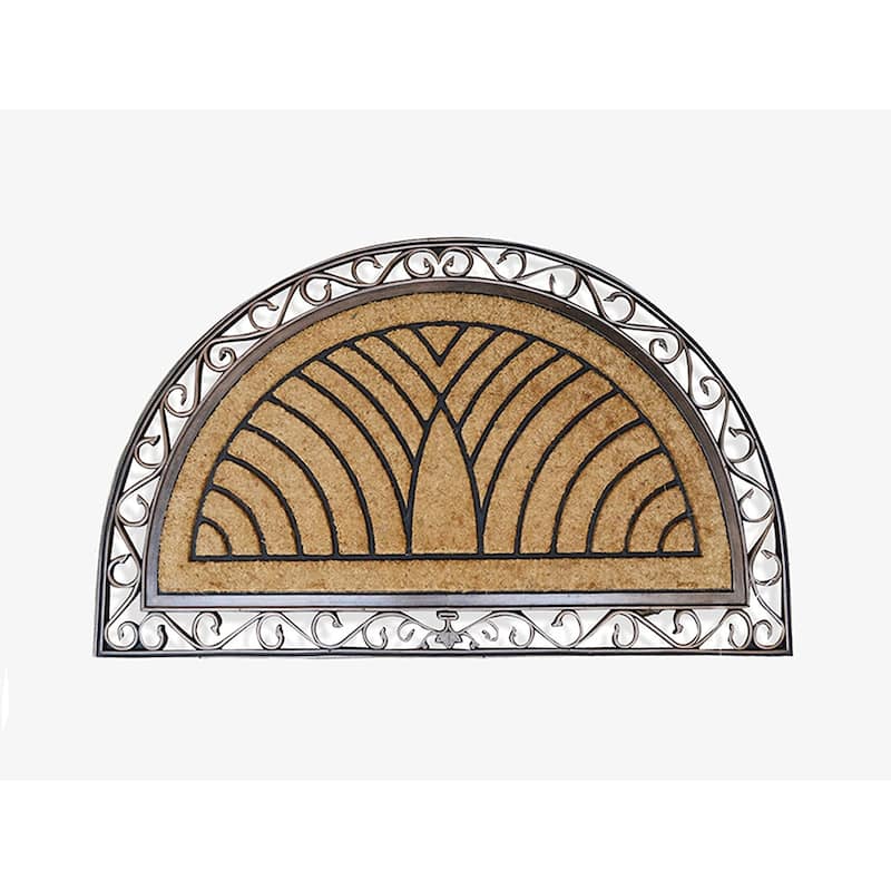 A1HC Rubber and Coir Half Round Striped Double Door Doormat 30"X48"