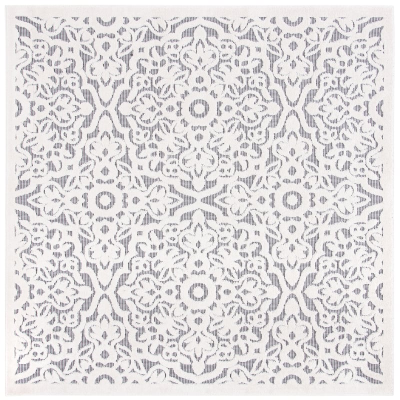SAFAVIEH Cabana Gela Indoor/ Outdoor Waterproof Patio Rug - 6'7" Square - Ivory/Grey