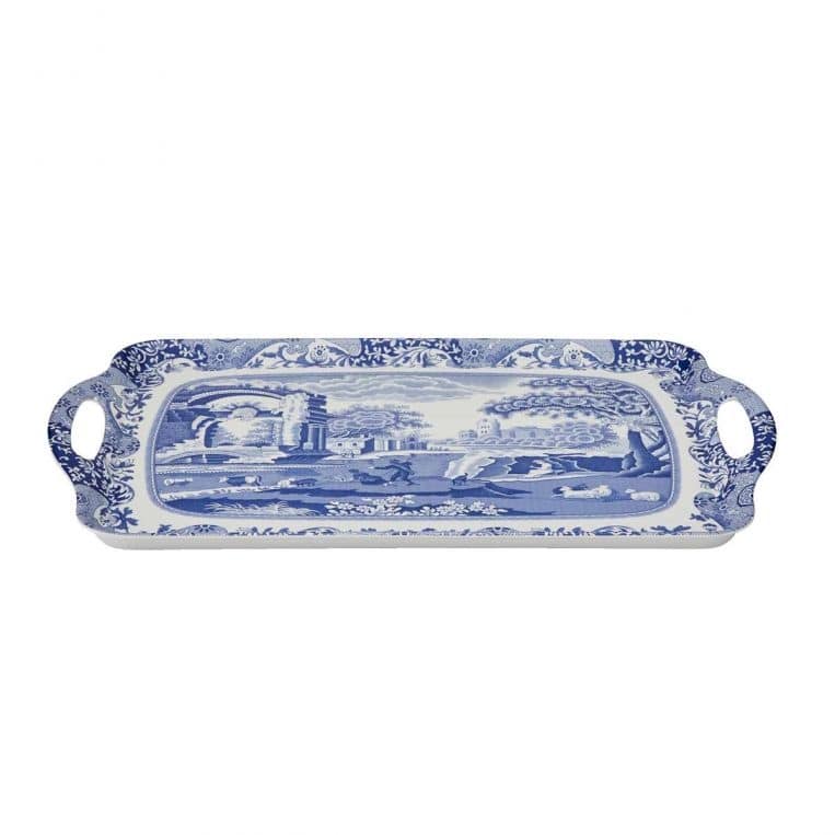 Pimpernel Blue Italian Large Melamine Handled Tray - 19.25" x 11.5"