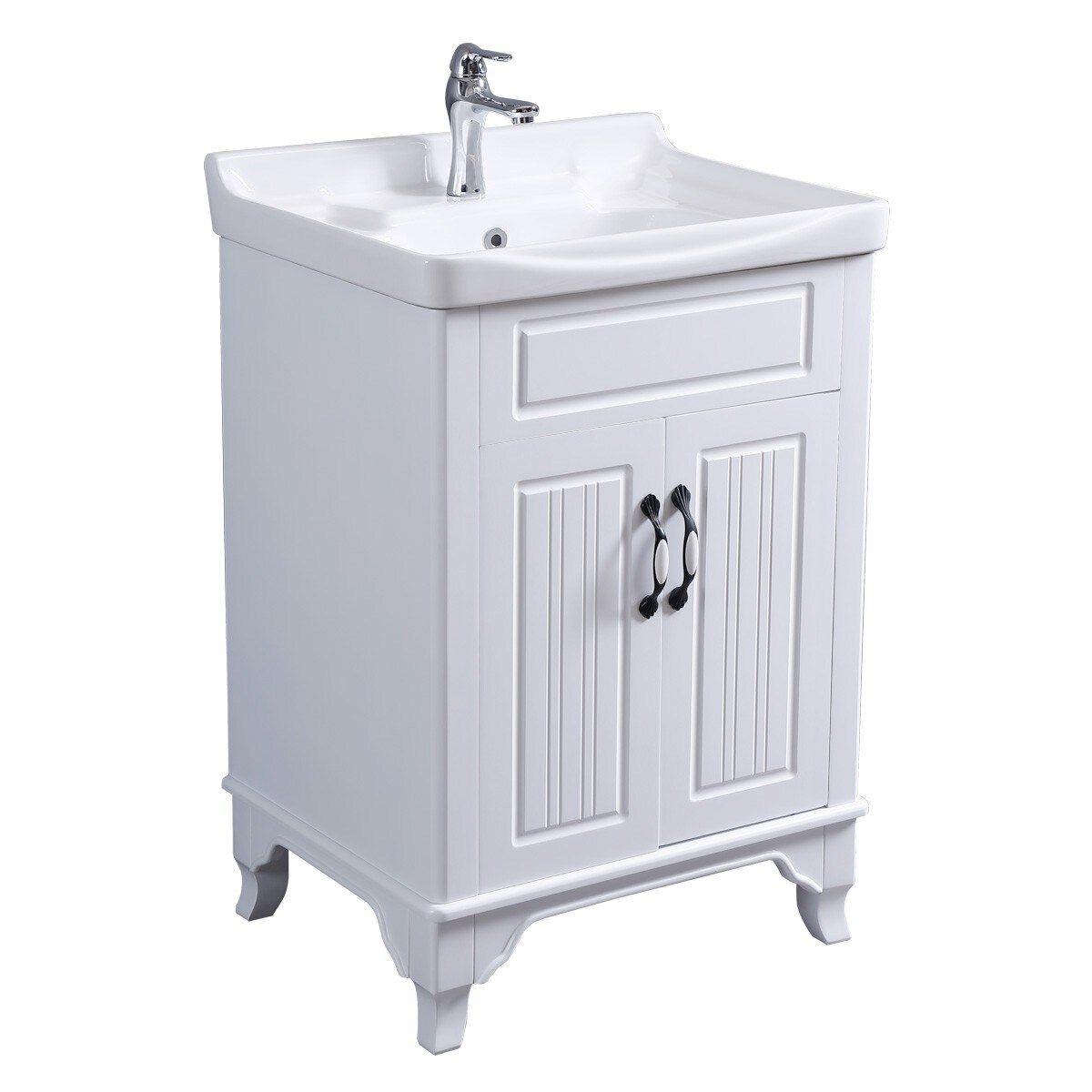 Shop Free Standing White Vanity Sink Cabinet With Ample Cabinet Space ...