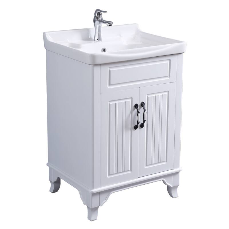 30" Adeline White Bathroom Vanity with Sink, Faucet, Drain and Overflow