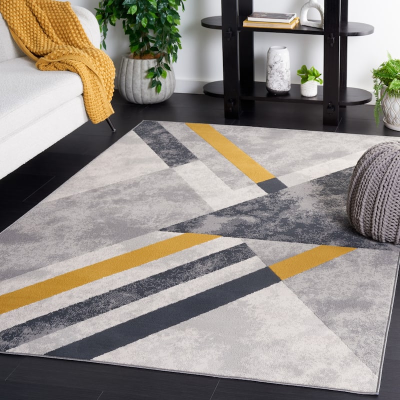 SAFAVIEH Odyssey Melanie Mid-Century Modern Rug - 5'3" x 7'6" - Grey/Gold Black