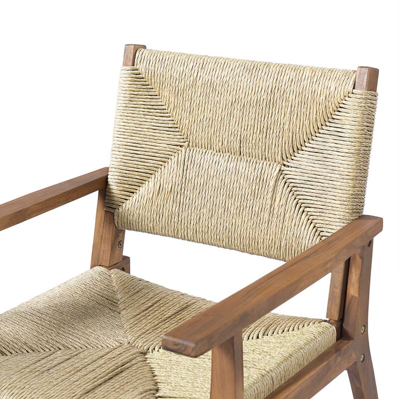 Christopher Knight Home - Outdoor Acacia Wood Dining Chair with Handwoven Wicker Seat (Set of 2)